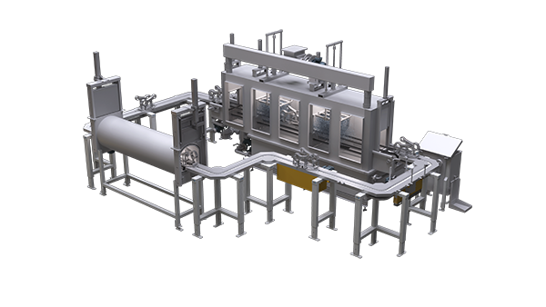 Washing machine integrated in the EWAB flow line