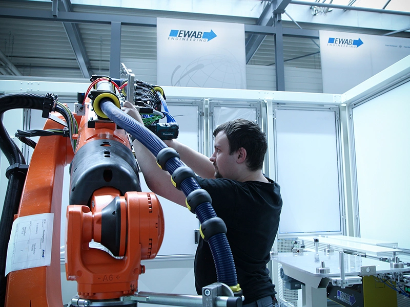Robot cell designed and build by EWAB